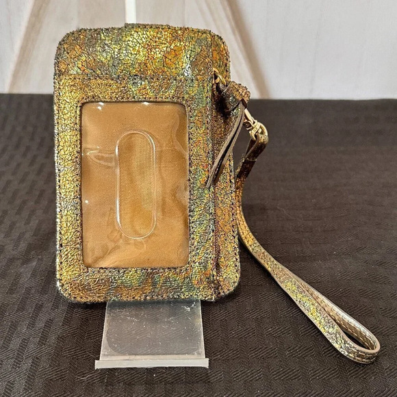 LODIS Metallic Crackle Leather ID/Card Holder Wristlet - Picture 2 of 6